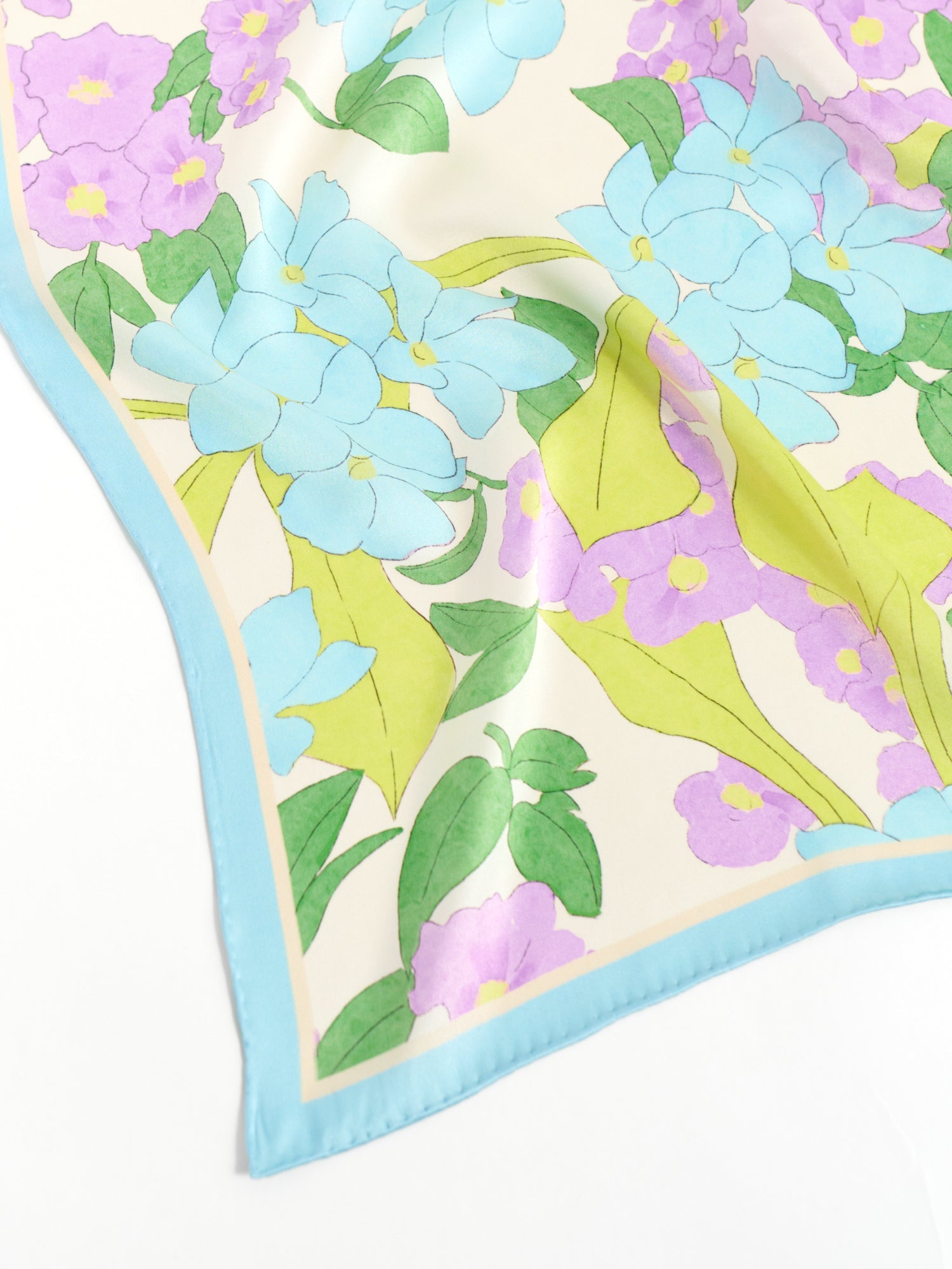 "Rosebay" Silk Bandana Scarf - Pink & Blue