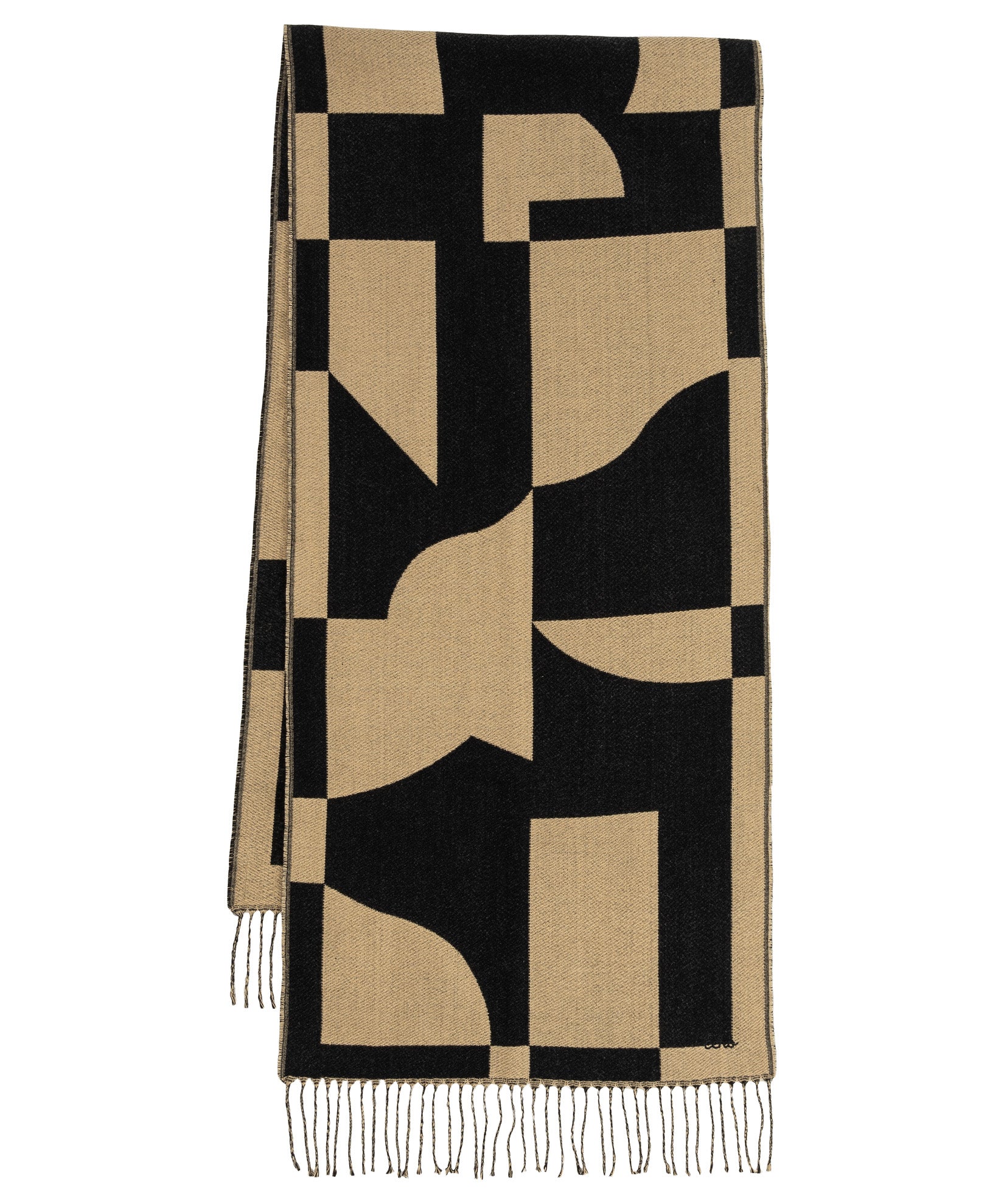 Geo Double Face Jacquard Scarf in color black