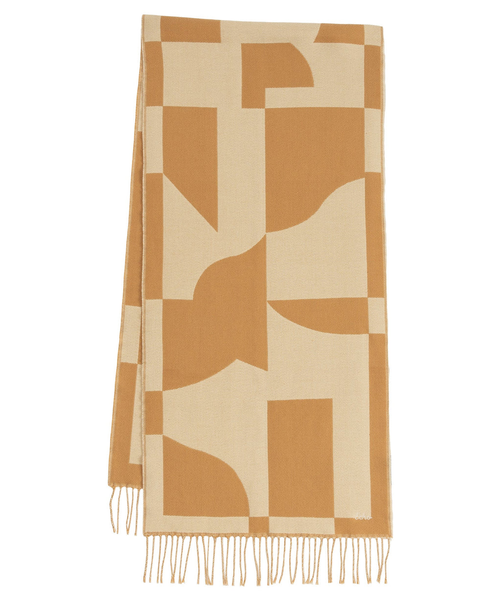 Geo Double Face Jacquard Scarf in color camel