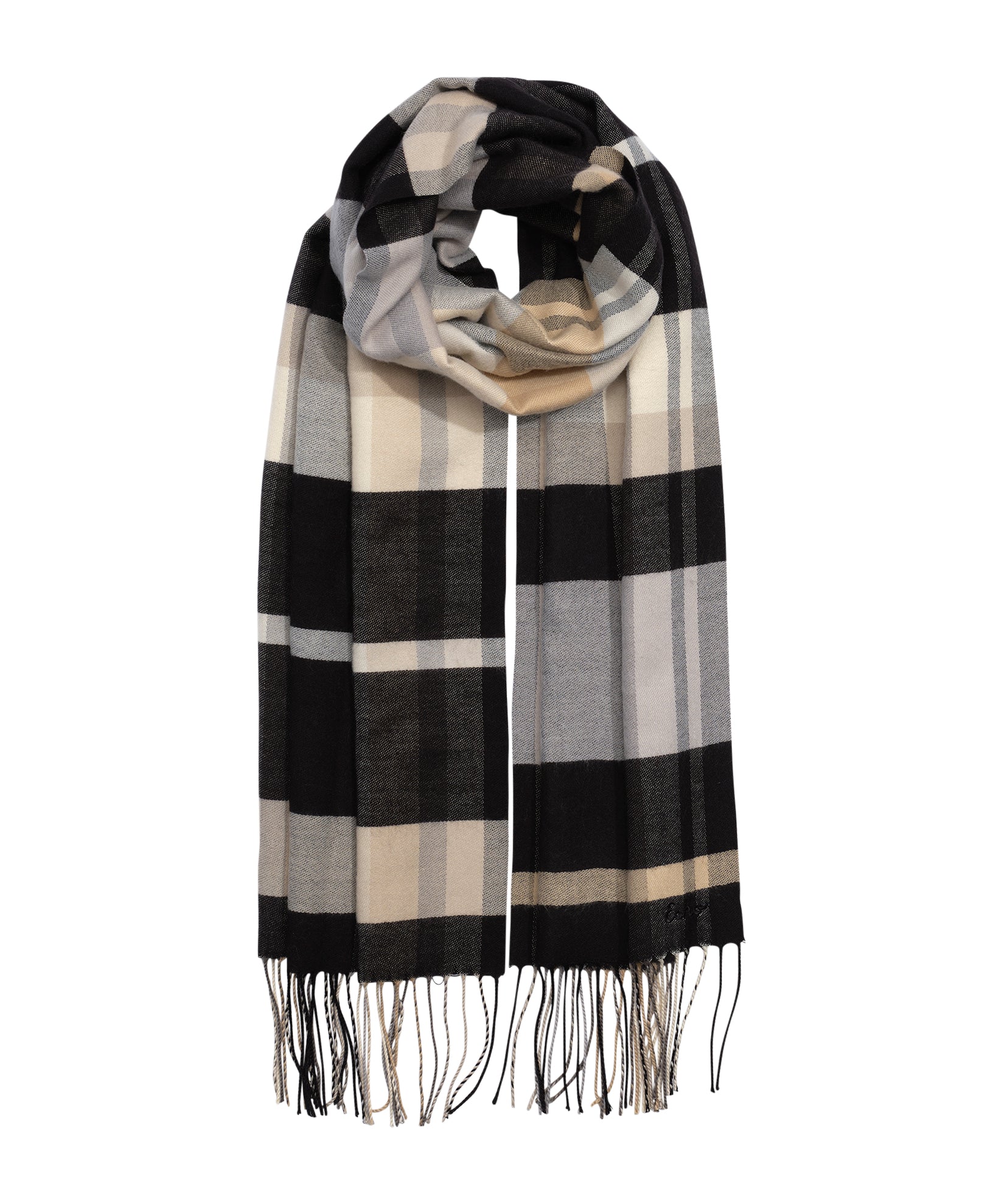 Central Park Plaid Scarf in color black