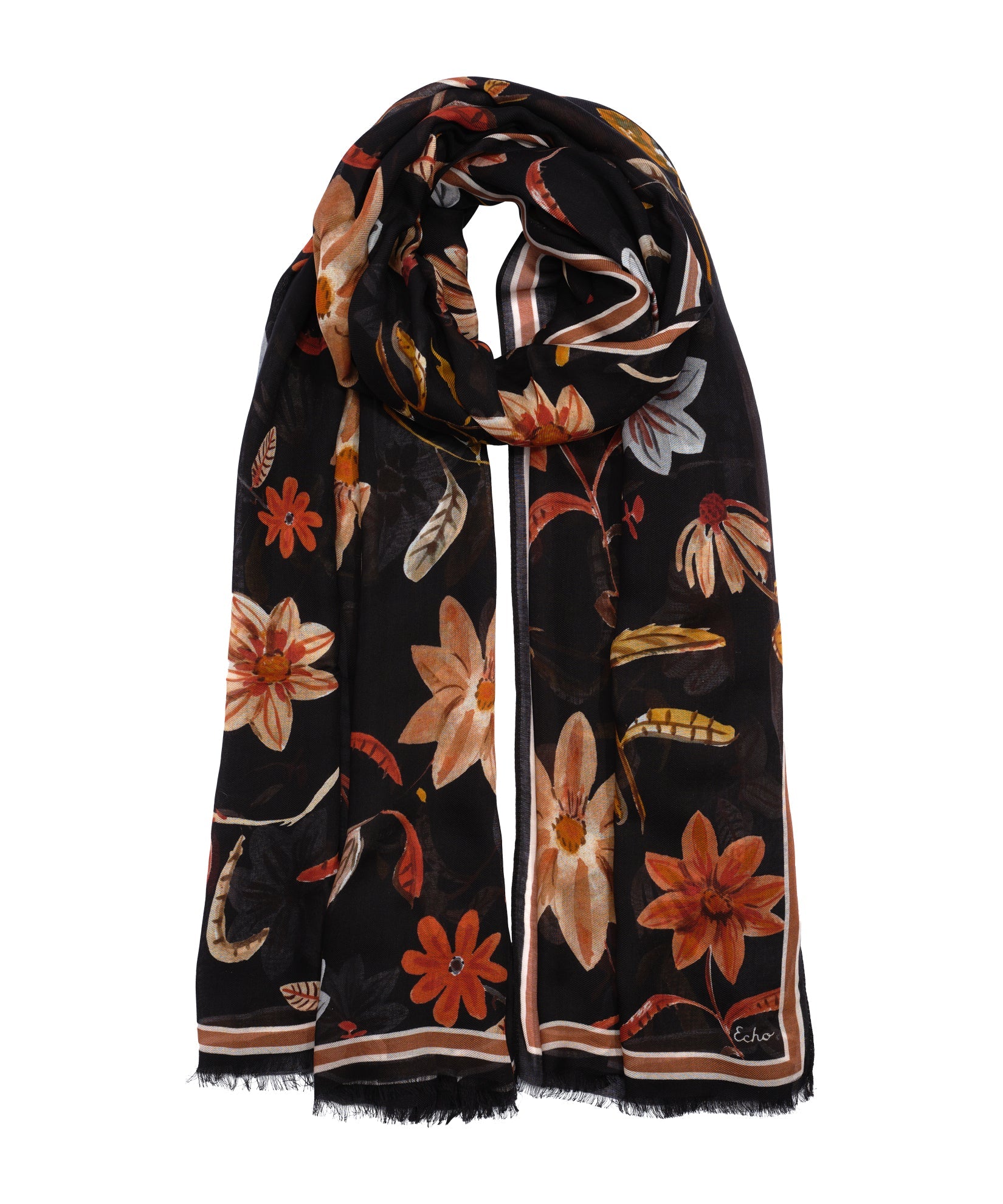 Autumn Floral Wrap in color black