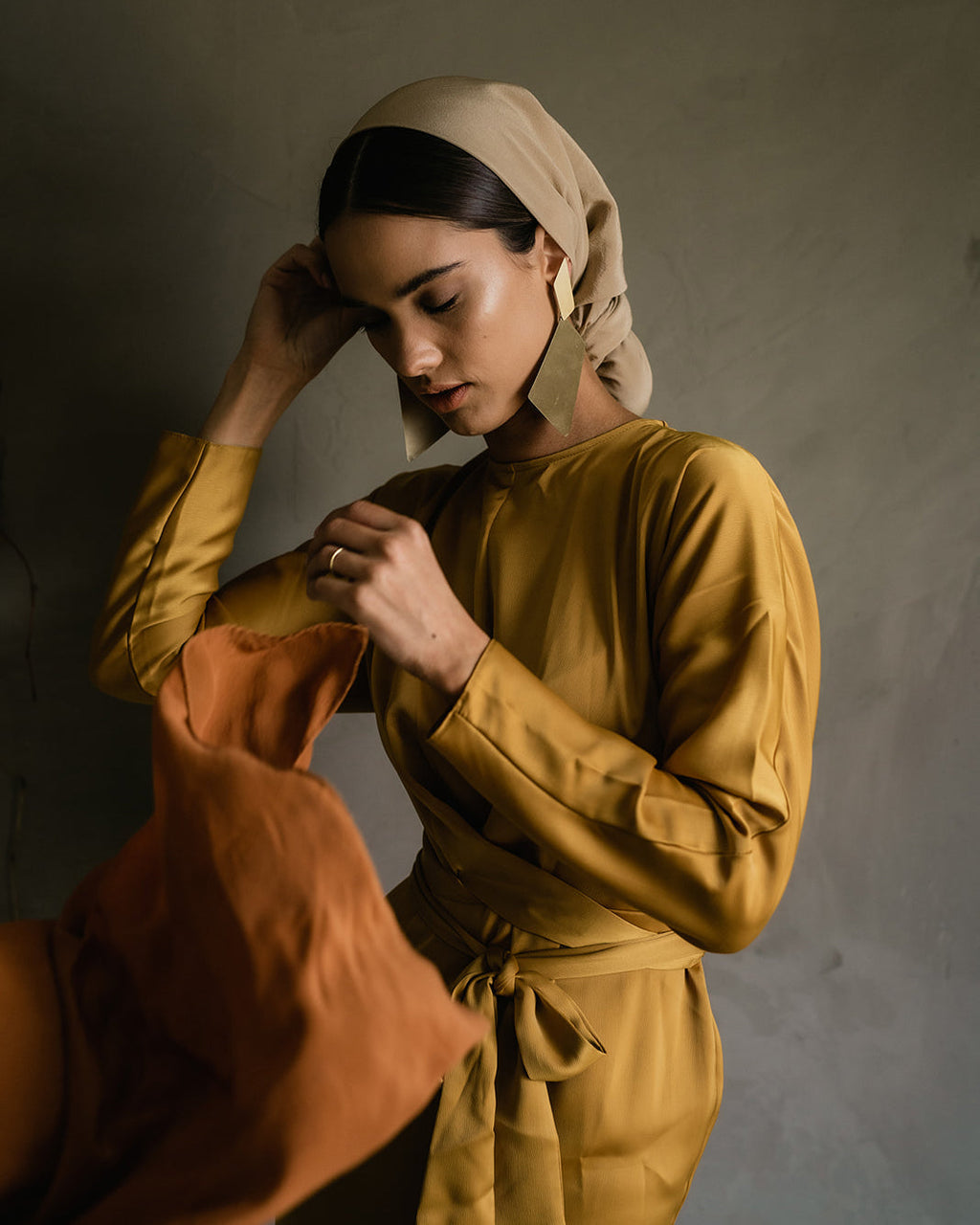 'The Classic' Washable Silk Scarf in Sand